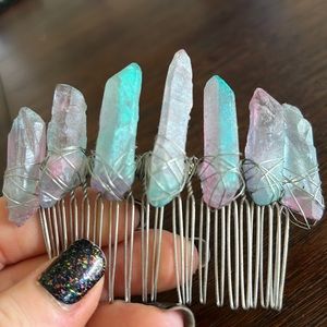 Beautiful cotton candy crystal barrette
